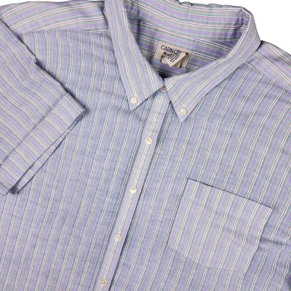 Cabin‎ Creek Wrinkle Free Womens 18 (XL) Shirt Short Sleeve White Blue Striped